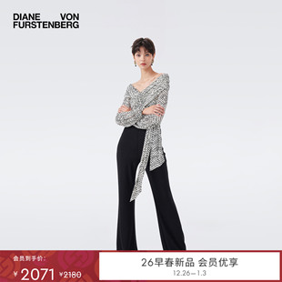 DVF2026早春新品 PL4T001 金属黑色金属针织喇叭裤