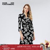 DVF黑白印花衬衫 裙长袖 短裙连衣裙DL4R060