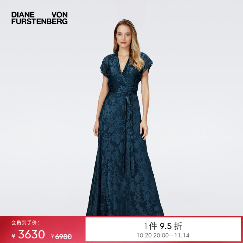 DVF神秘剪影花朵V领裹身连衣裙