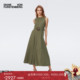 DVF度假气质圆领橄榄绿中长款 连衣裙DS2S066