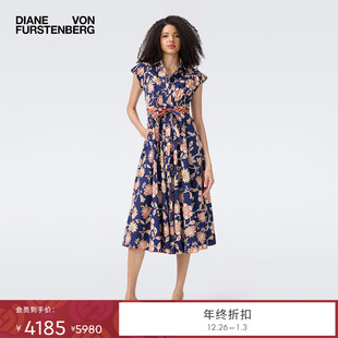 衬衫 蓝橙繁花图案棉质短袖 裙FDS2T01 新款 DVF2025秋季