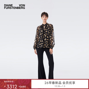 锁爱金唇烧花雪纺长袖 DVF2026早春新款 上衣BL4T010 重工烧花雪纺