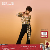 天丝羊毛 DVF2026早春新款 度假经典 黑天丝羊毛喇叭裤 PL4T002