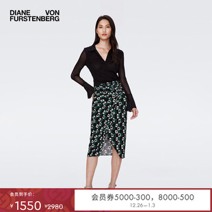 DVF腰部扭结几何印花哑光针织半裙KM2S001