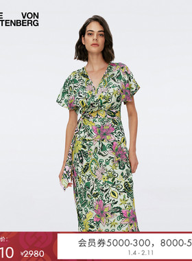 [双面穿]DVF V领印花裹身度假上衣BS1S003