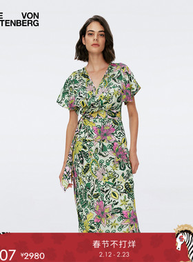 [海岛度假]DVF V领印花裹身度假上衣BS1S003