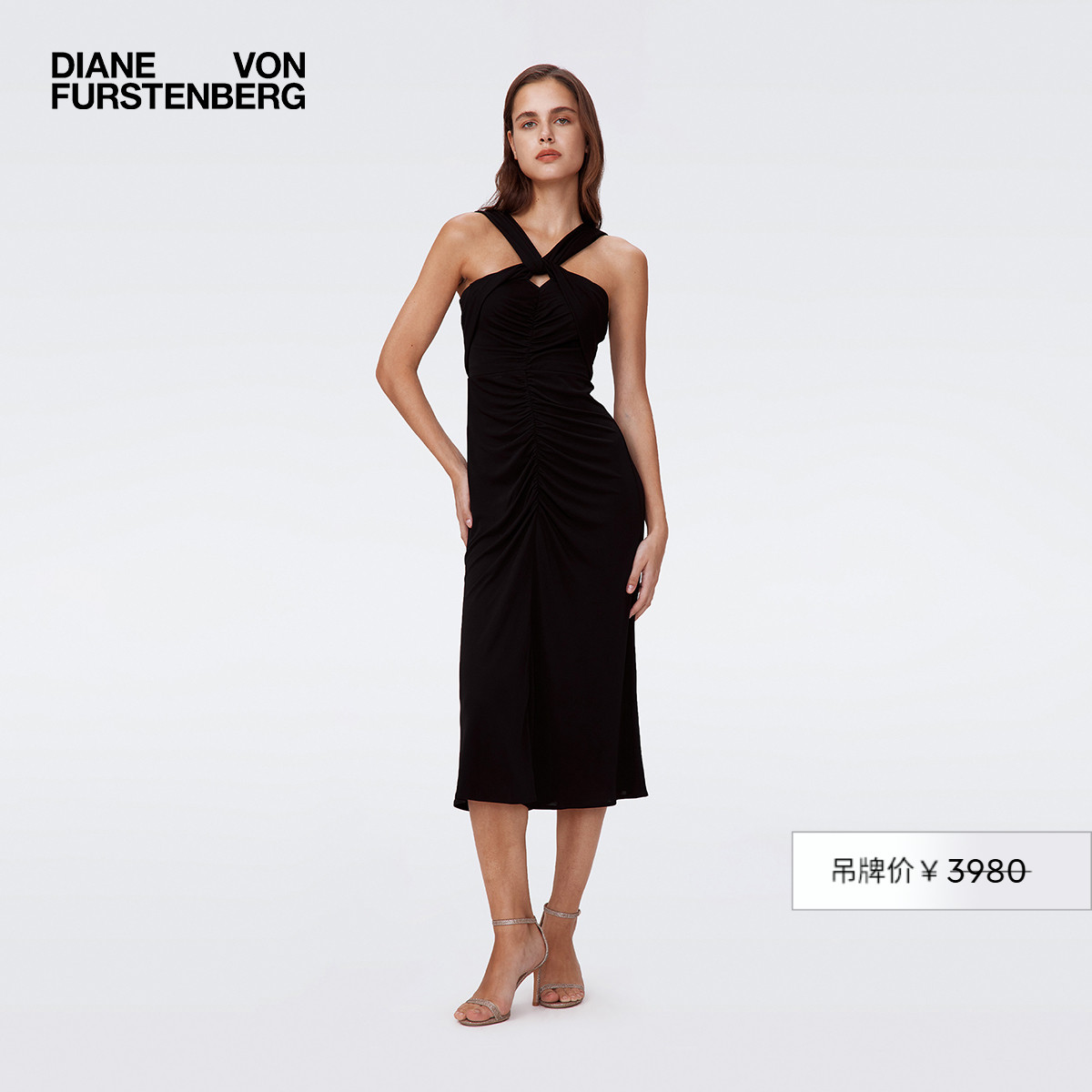 DVF曜石黑时尚经典小黑裙