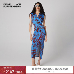 DVF2025新款 植物印花V领连衣裙DS1T027