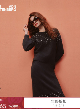 [羊毛针织]DVF2025秋冬新款午夜灰羊毛针织衫WL3T009