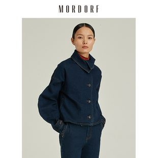 显瘦休闲百搭复古灯笼袖 MORDORF短款 牛仔外套女修身