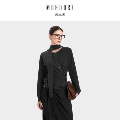 MORDORF飘带围巾针织毛衣打底衫