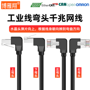 博雁翔超六6类工业网线Profinet高柔拖链千兆90°弯头网线成品线