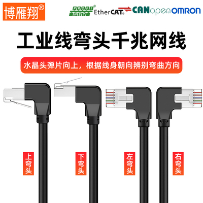 博雁翔超六6类工业网线Profinet高柔拖链千兆90°弯头网线成品线