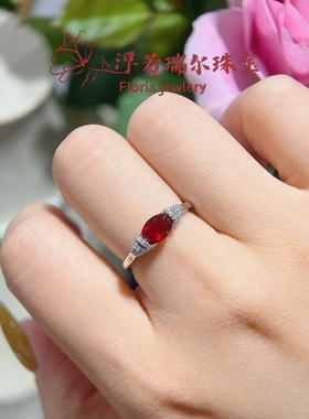 天然鸽血红太阳石经典气质设计款高级S925银戒指