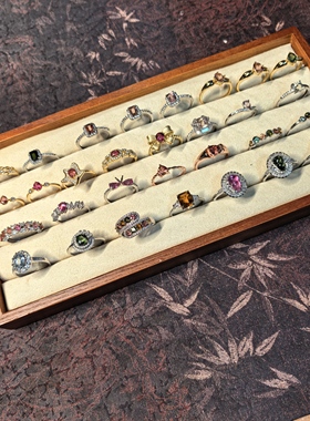 特价清仓天然粉绿黄紫碧玺彩色碧玺戒指活动圈口可调不退换