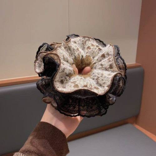 法式蕾丝木耳边大肠发圈秋冬新款