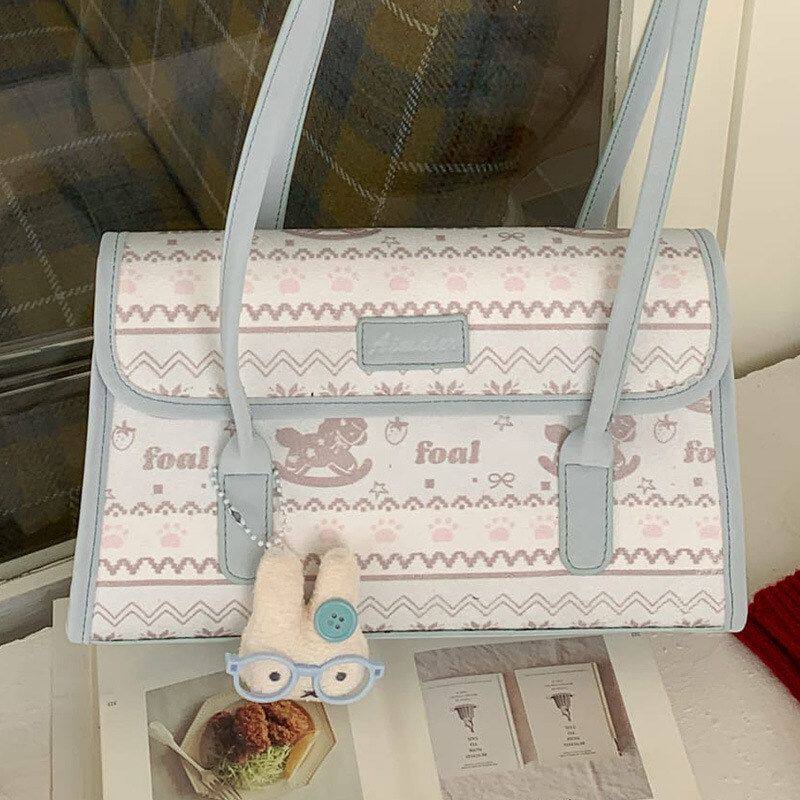 甜妹2026春季新款托特包可爱手提大容量通勤学生印花女包单肩包