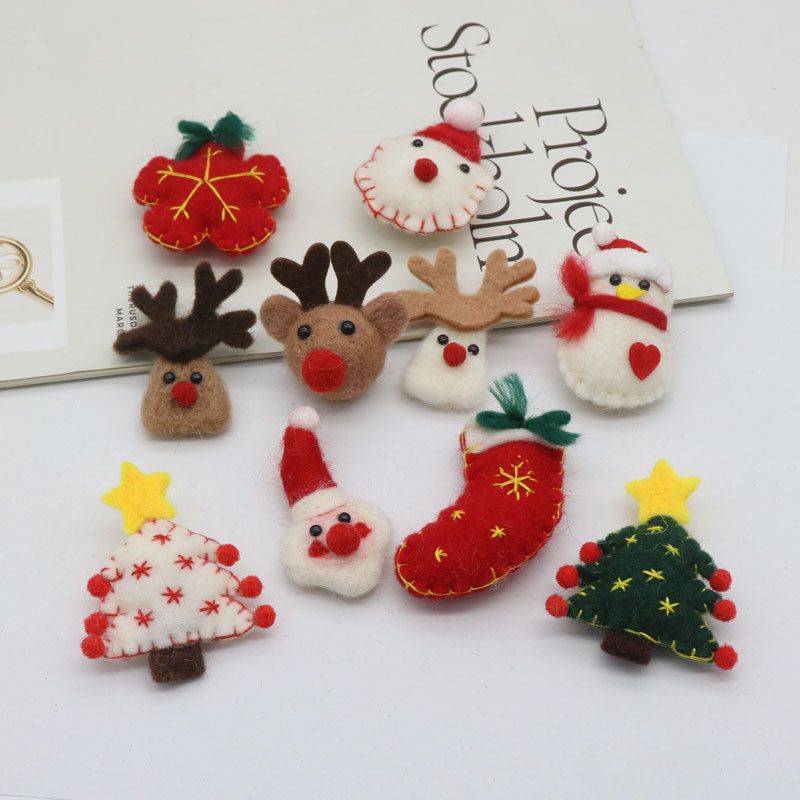 羊毛毡圣诞挂件雪人花朵玩偶挂饰