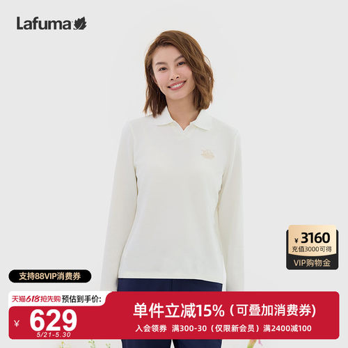 乐飞叶户外V领Polo衫长袖T恤女