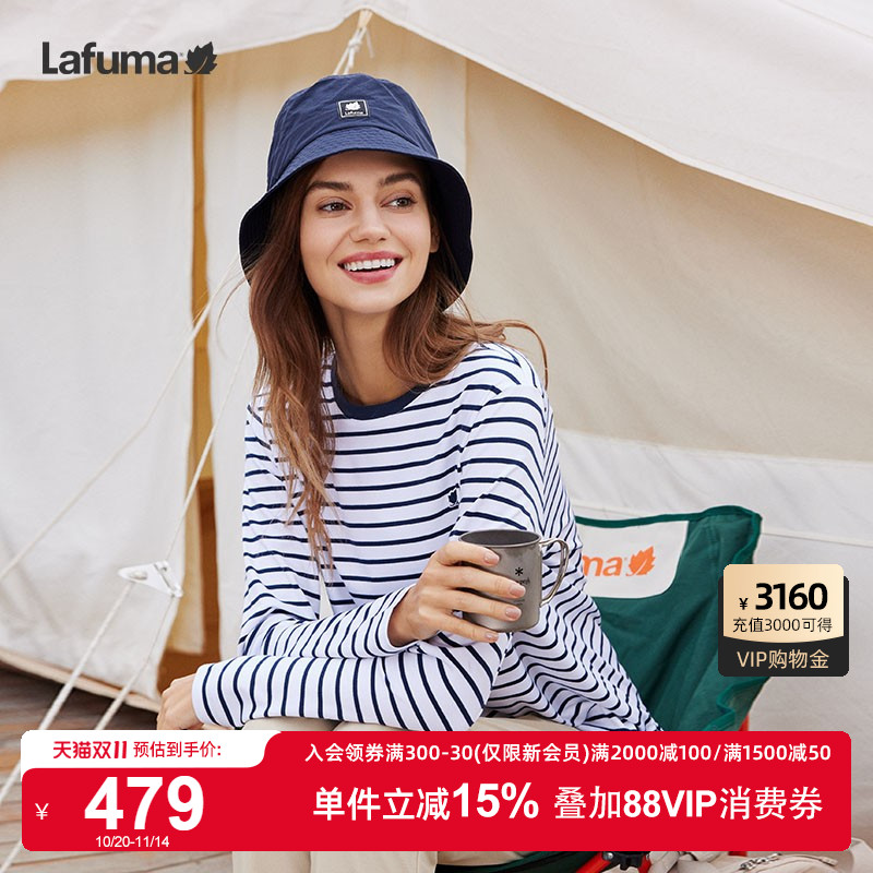 lafuma户外宽松条纹长袖T恤女