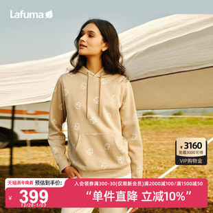 法国LAFUMA乐飞叶户外通勤印花连帽卫衣女休闲运动套头上衣