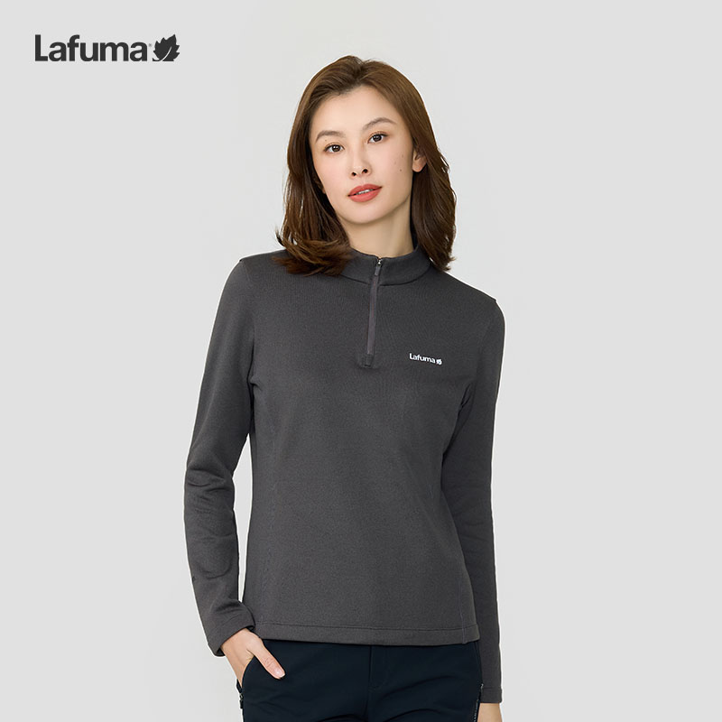 LAFUMA乐飞叶24秋冬Polartec半拉链抓绒长袖T恤女保暖打底衫上衣