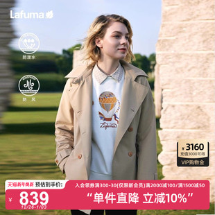 法国LAFUMA乐飞叶户外通勤防风防泼水外套女休闲双排扣风衣夹克