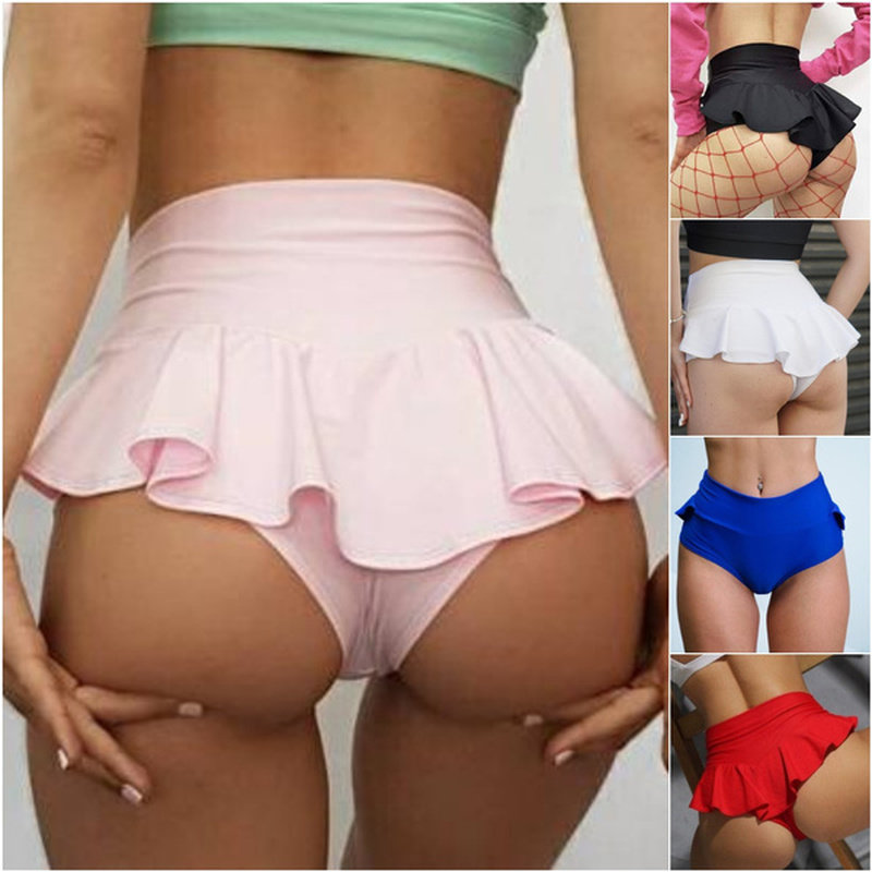 Slim-fit ruffled yoga hips and abdomen women's shorts女