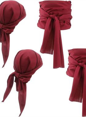 万圣节海盗服装中世纪文艺复兴亚麻海盗头巾腰带服饰配件scarf。