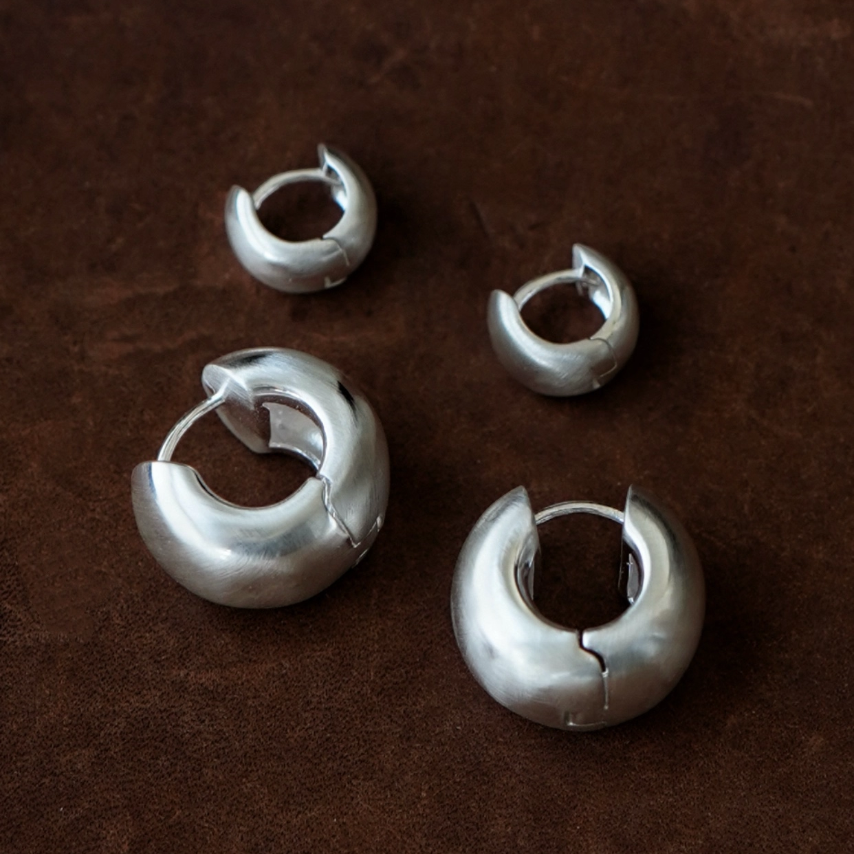 s925纯银几何圆耳扣睡觉不用摘