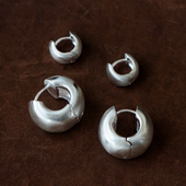 纯银耳扣S925小众原创设计素圈银圆耳环简约洗澡睡觉不用摘基础款