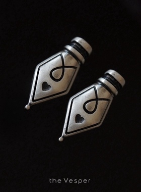 王尔德的思绪/Vesper原创钢笔耳钉S925手工纯银质感耳饰生日礼物