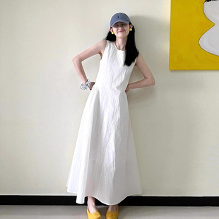 巨好看海边度假绝美长裙 无袖 背心白色连衣裙子女夏季 2025新款 爆款