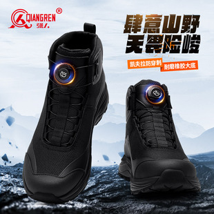 强人3515男靴超轻训练靴自动系带登山鞋 户外作战靴快速穿脱战术靴