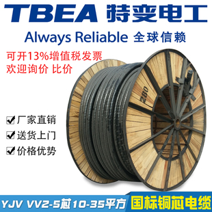 特变电工电线电缆YJV/YJY电力电缆国标纯铜充电桩延长线三相四线