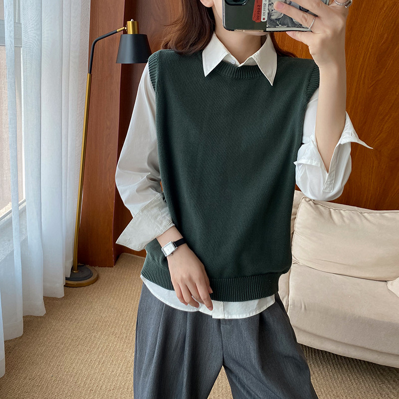 春秋新款100%全棉线针织马甲女圆领外套无袖外搭宽松休闲坎肩外穿在类目 女装/女士精品, 马夹中 - 来自Buy2taobao.com提供专业的淘宝代购服务