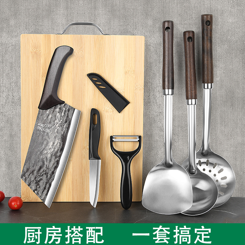 龙泉手工锻打菜刀套装超快锋利