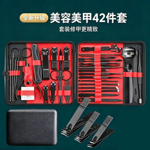 黑色指甲刀套装男士专用甲沟修脚刀粉刺针全套家用指甲剪工具