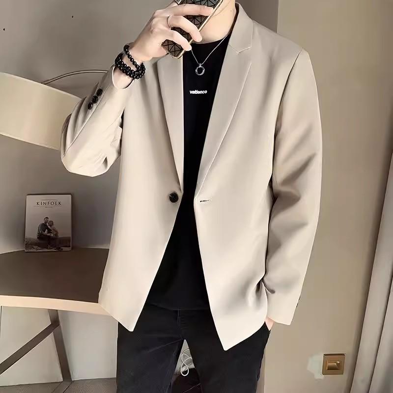 高级感痞帅西服男上衣春秋商务休闲西装外套韩版潮流轻熟风单西服