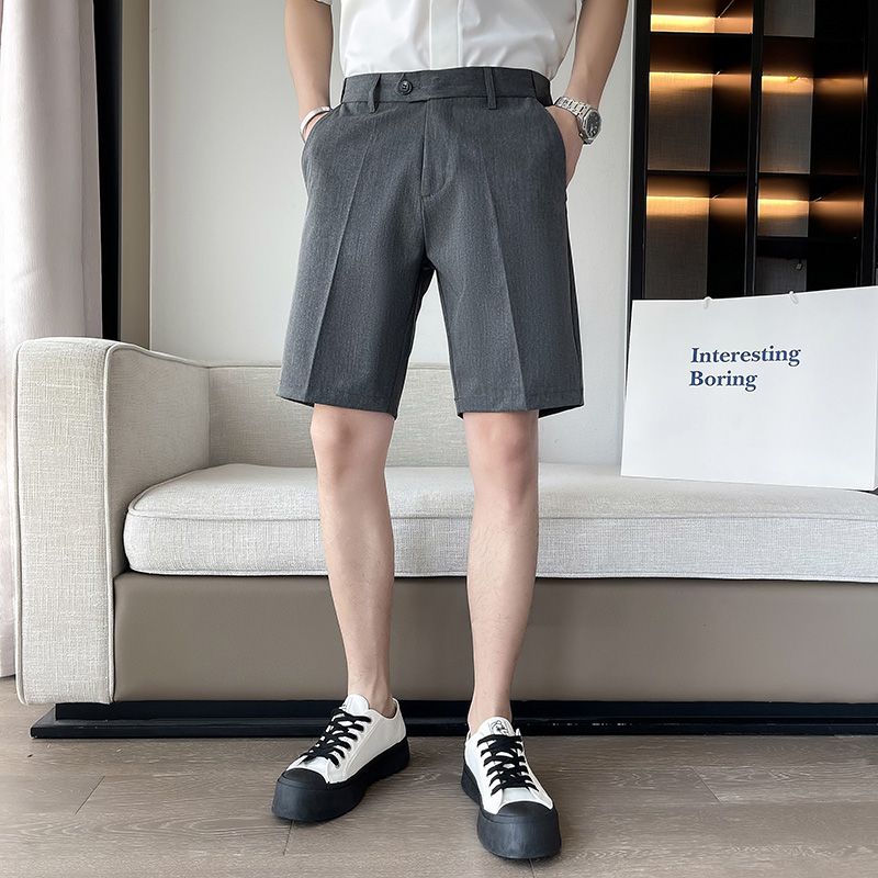 男士西装短裤夏季商务冰丝5分裤子男款高级感休闲五分薄款短西裤