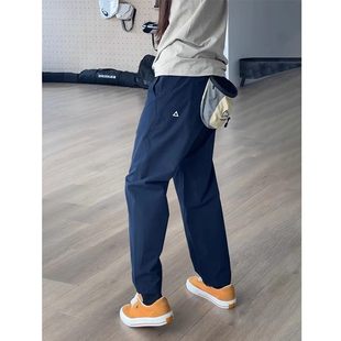 子 户外登山裤 藏青色软壳防水冲锋裤 男秋冬加绒直筒微锥形机能工装