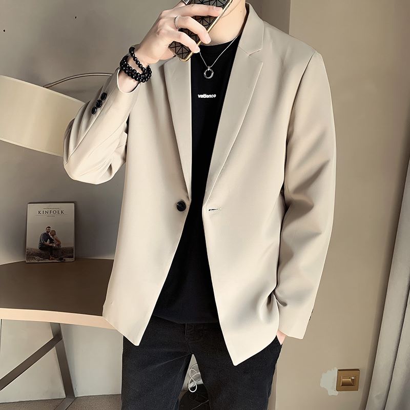 高级感痞帅西服男上衣秋季商务休闲西装外套韩版潮流轻熟风单西服