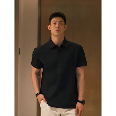 黑色短袖男款pol衫夏季痞