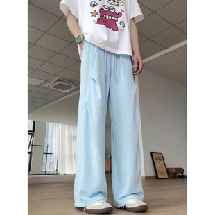 凉感运动训练微喇裤 夏日必备高弹透气阔腿长裤 垂顺百搭褶皱休闲裤