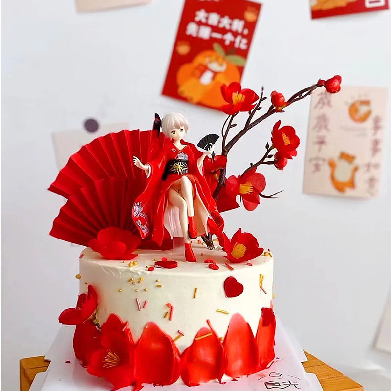 穹妹蛋糕装饰摆件坐姿可爱和服春日野穹网红动漫手办娃娃生日装扮