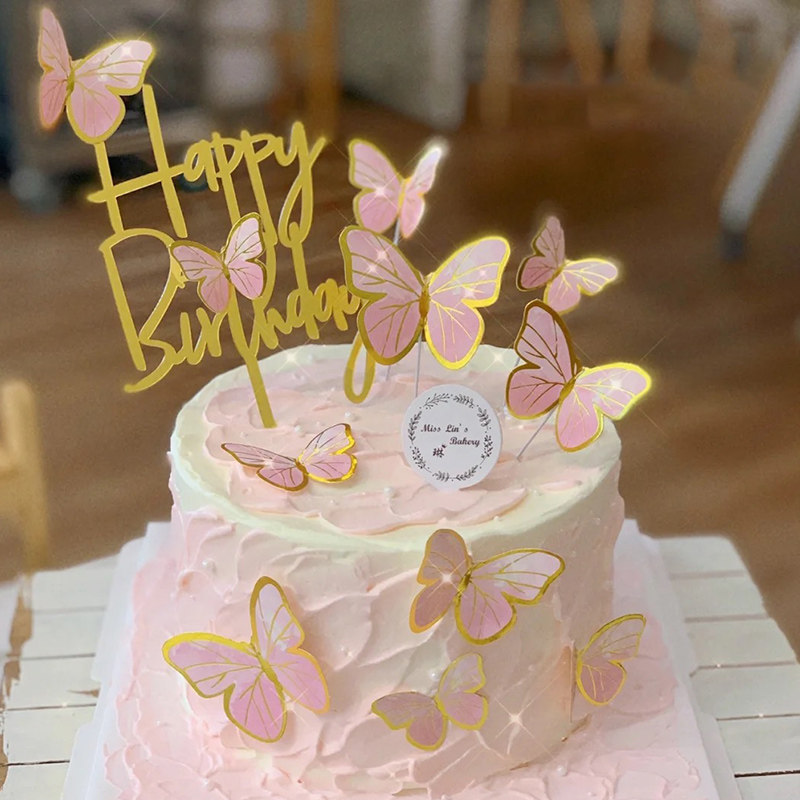 蝴蝶材料包蛋糕装饰插件创意女神女生网红唯美生日派对烘焙装扮