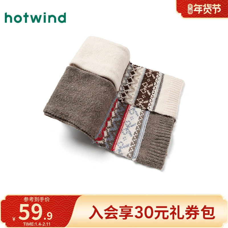 热风2025年冬季新款女士费尔岛提花针织围巾