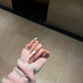 纯手工穿戴甲美甲店粉色法式 带钻爆百搭闪神仙美甲ins风辣妹学生