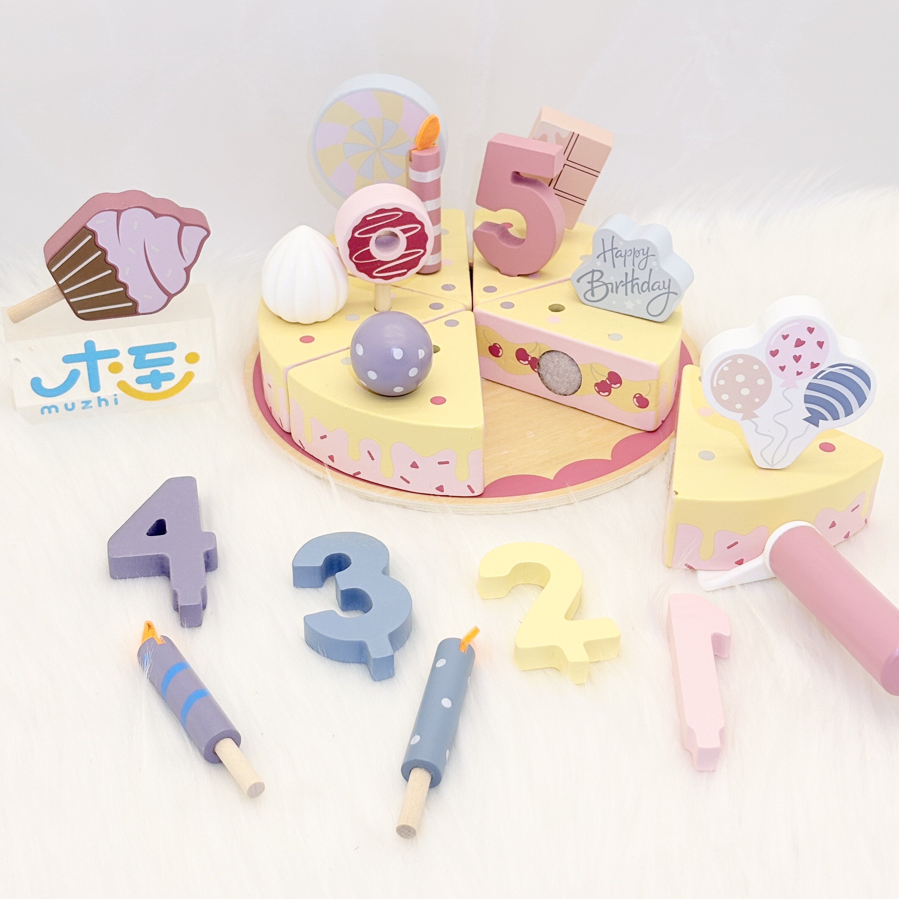 木质美式生日蛋糕过家家甜品玩具