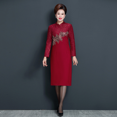 婚宴旗袍羊毛呢结婚妈妈装